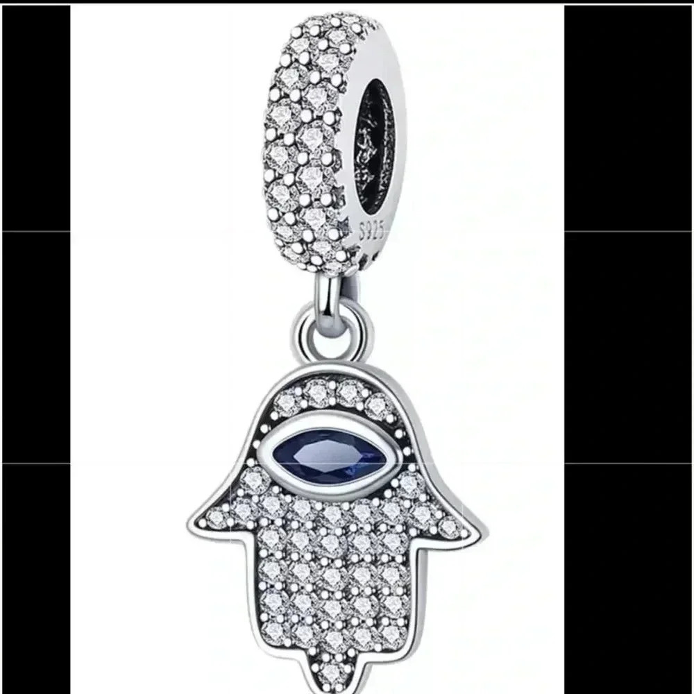 S925 Stamped Sterling Silver Hamsa Hand Charm